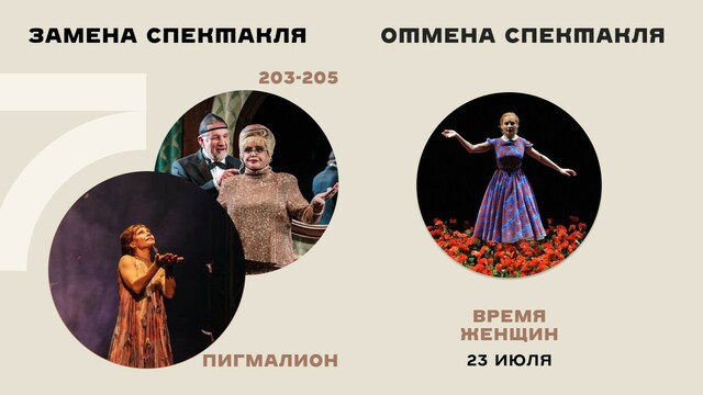 Изменения в репертуаре 23 июля